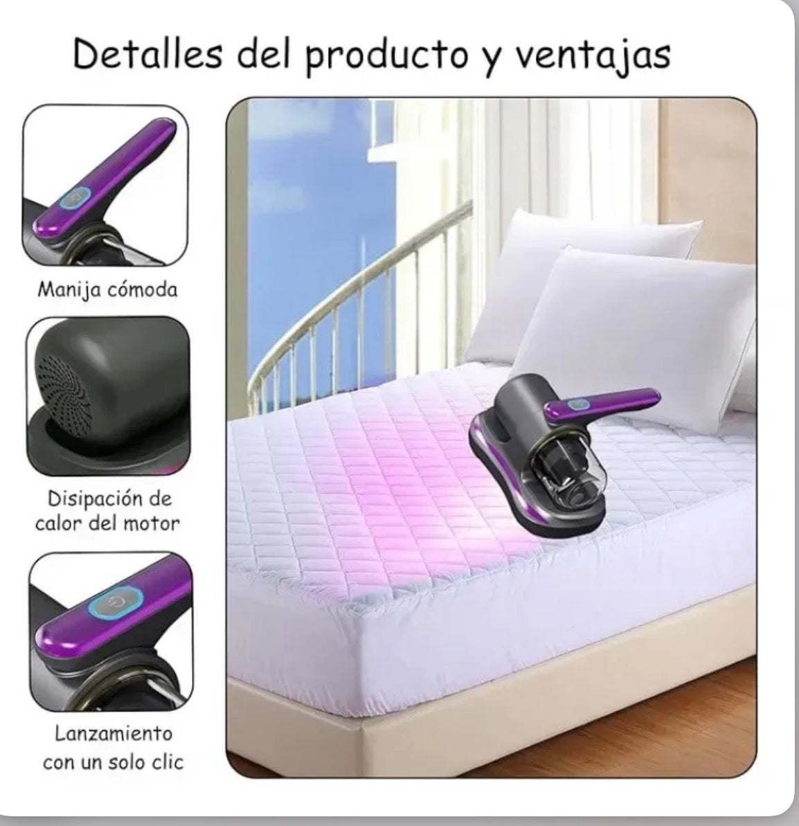 💜ASPIRADORA DE ACAROS MORADA💜🛏️