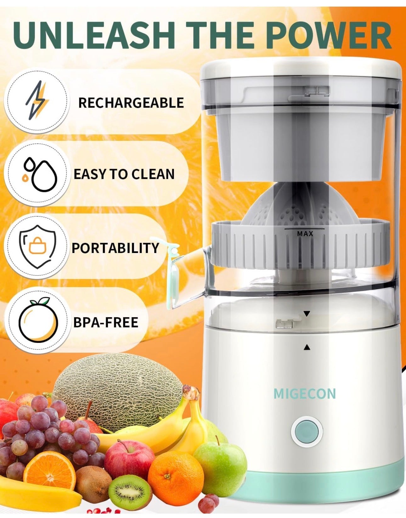 🍊⚡ EXPRIMIDOR DE JUGO RECARGABLE 🍋✨