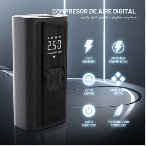💨🚗 COMPRESOR DE AIRE WIRELESS DIGITAL EG-216 🔋⚡