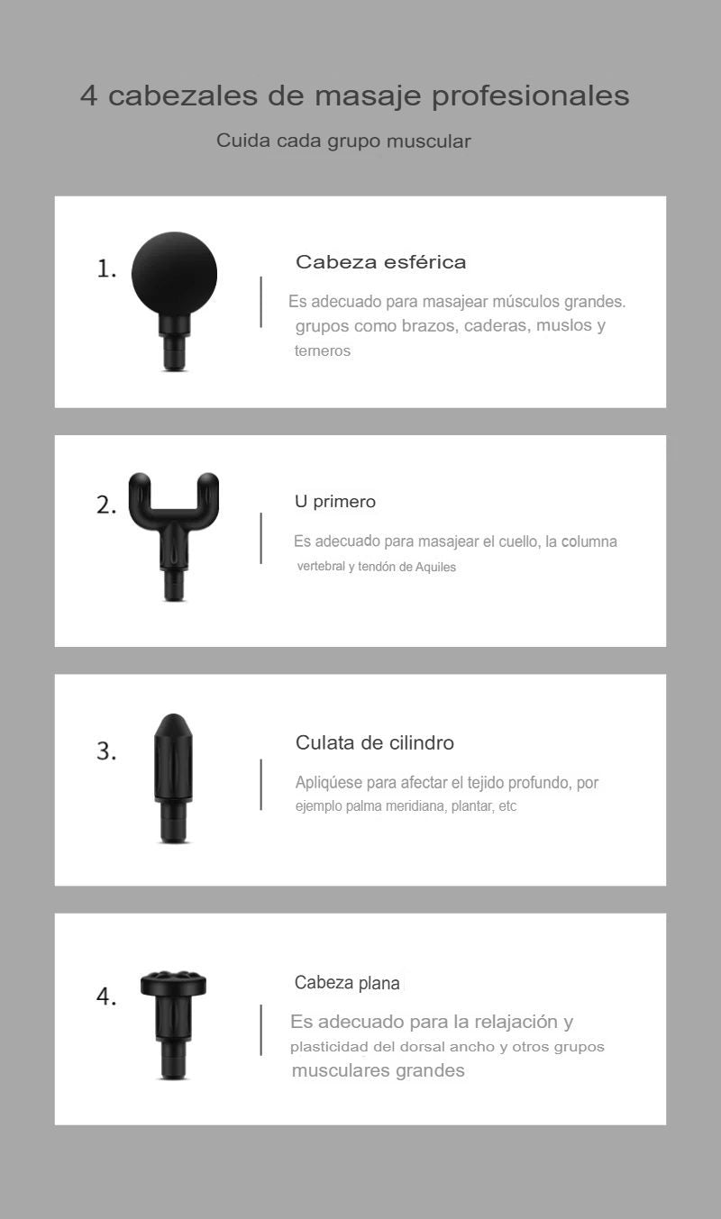 PISTOLA MASAJEADORA PROFESIONAL 5 PIEZAS 💆