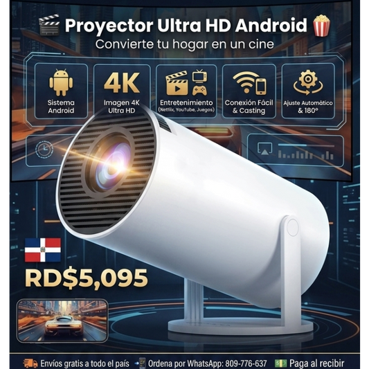 🎥✨ PROYECTOR ULTRA HD CON SISTEMA ANDROID (MOD. PEQUEÑO MD) ✨📺