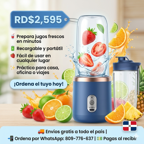 LICUADORA PORTÁTIL 400ML DE ALTA POTENCIA CON 6 CUCHILLAS 🥤⚡🍓