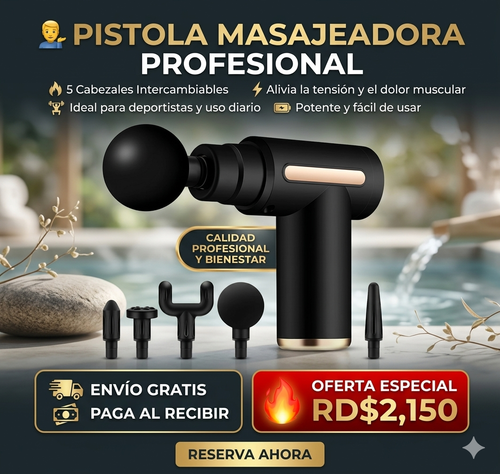 PISTOLA MASAJEADORA PROFESIONAL 5 PIEZAS