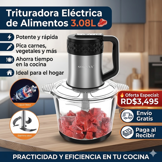 TRITURADORA ELÉCTRICA DE ALIMENTOS 3.0L ✨🍽️