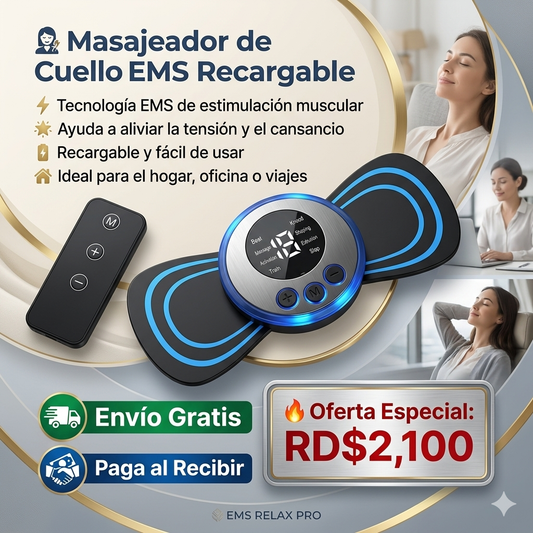 MASAJEADOR DE CUELLO EMS RECARGABLE 💆‍♀️⚡